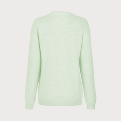 Green Round Neck Textured Loose Long Knit Sweater