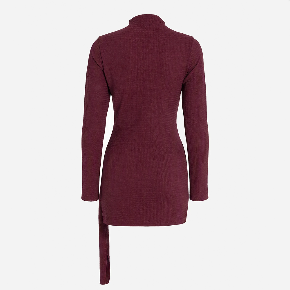 Red Turtleneck Bell Sleeve Bodycon Tunic Mini Dress